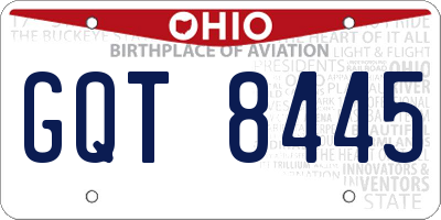 OH license plate GQT8445