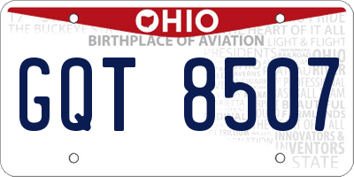 OH license plate GQT8507