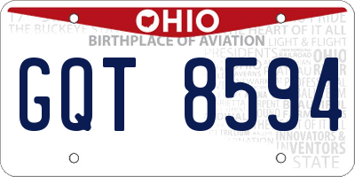 OH license plate GQT8594