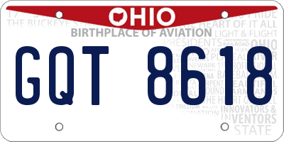 OH license plate GQT8618
