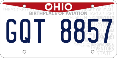 OH license plate GQT8857