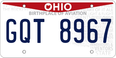 OH license plate GQT8967