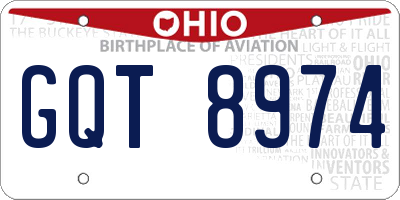 OH license plate GQT8974