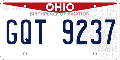 OH license plate GQT9237