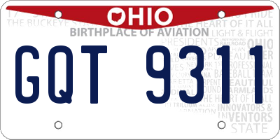 OH license plate GQT9311