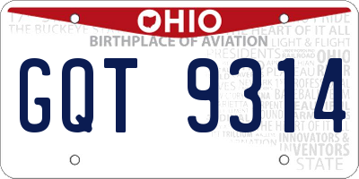 OH license plate GQT9314