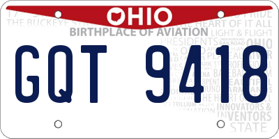 OH license plate GQT9418