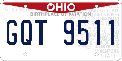OH license plate GQT9511