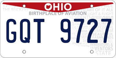 OH license plate GQT9727