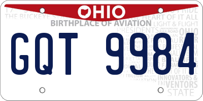 OH license plate GQT9984