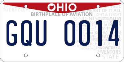 OH license plate GQU0014