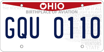 OH license plate GQU0110