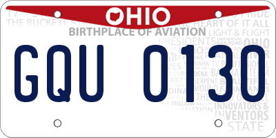 OH license plate GQU0130
