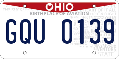 OH license plate GQU0139