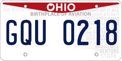 OH license plate GQU0218