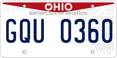 OH license plate GQU0360
