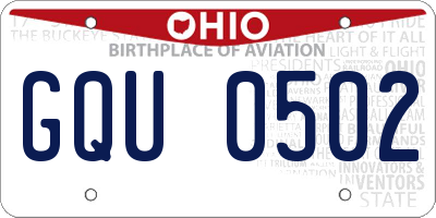 OH license plate GQU0502