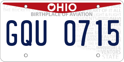 OH license plate GQU0715