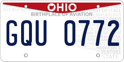 OH license plate GQU0772