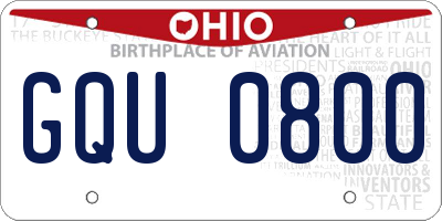 OH license plate GQU0800