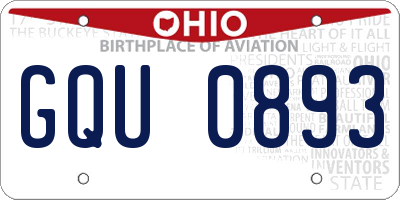 OH license plate GQU0893
