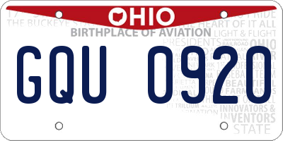 OH license plate GQU0920