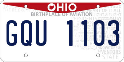 OH license plate GQU1103