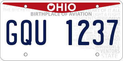 OH license plate GQU1237