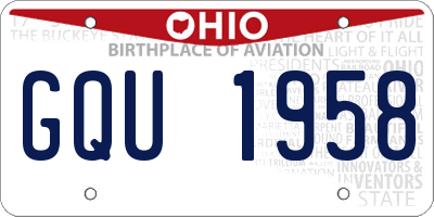 OH license plate GQU1958