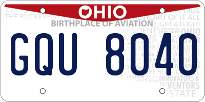 OH license plate GQU8040