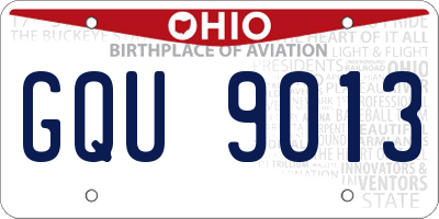 OH license plate GQU9013