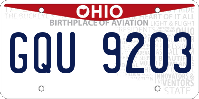 OH license plate GQU9203