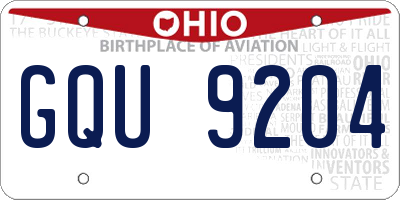 OH license plate GQU9204