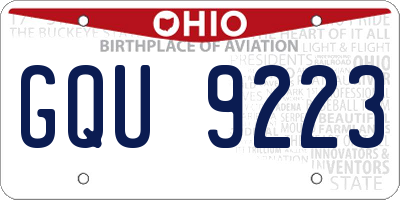 OH license plate GQU9223