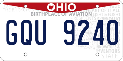 OH license plate GQU9240