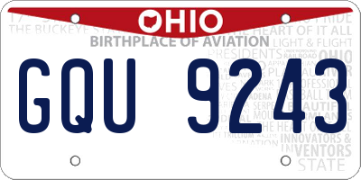 OH license plate GQU9243