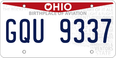 OH license plate GQU9337