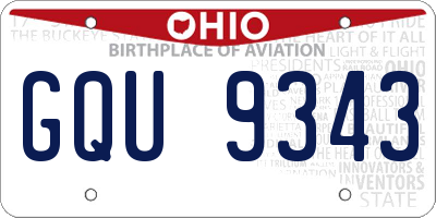 OH license plate GQU9343