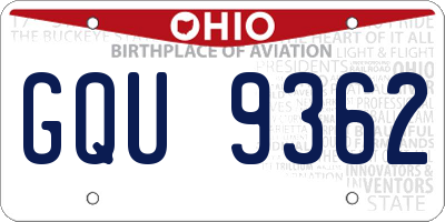 OH license plate GQU9362