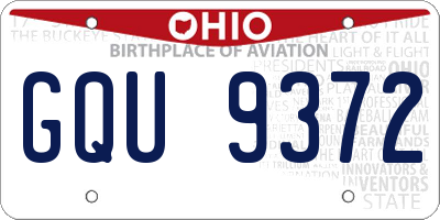 OH license plate GQU9372