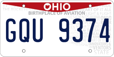 OH license plate GQU9374