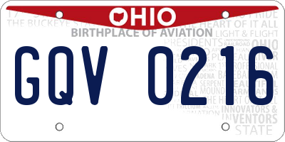OH license plate GQV0216