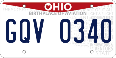 OH license plate GQV0340
