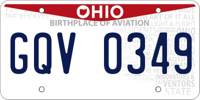 OH license plate GQV0349