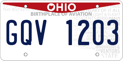 OH license plate GQV1203