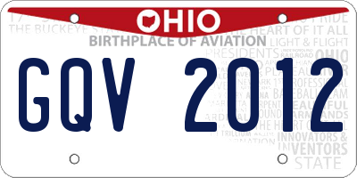 OH license plate GQV2012