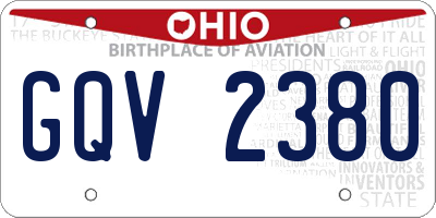 OH license plate GQV2380