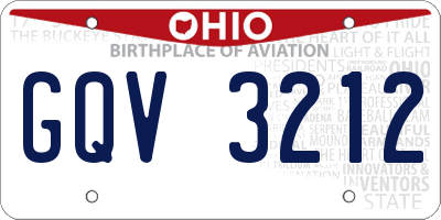 OH license plate GQV3212
