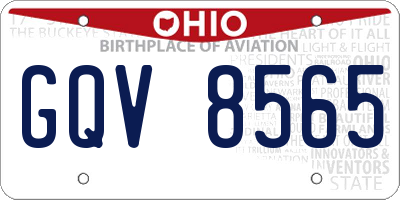OH license plate GQV8565