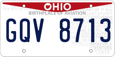 OH license plate GQV8713